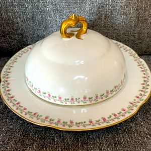 Rare Vintage three piece 1900s Limoges and Bernardaud butter dish